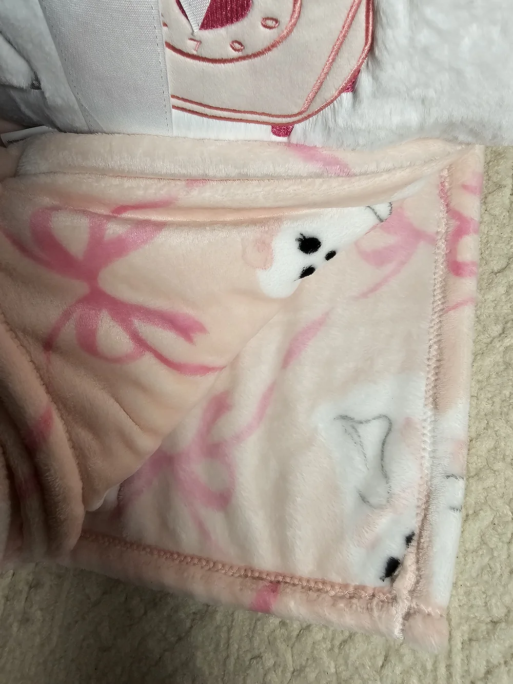Plush White Ghost Pillow with Pink Bow Decorative Throw Set